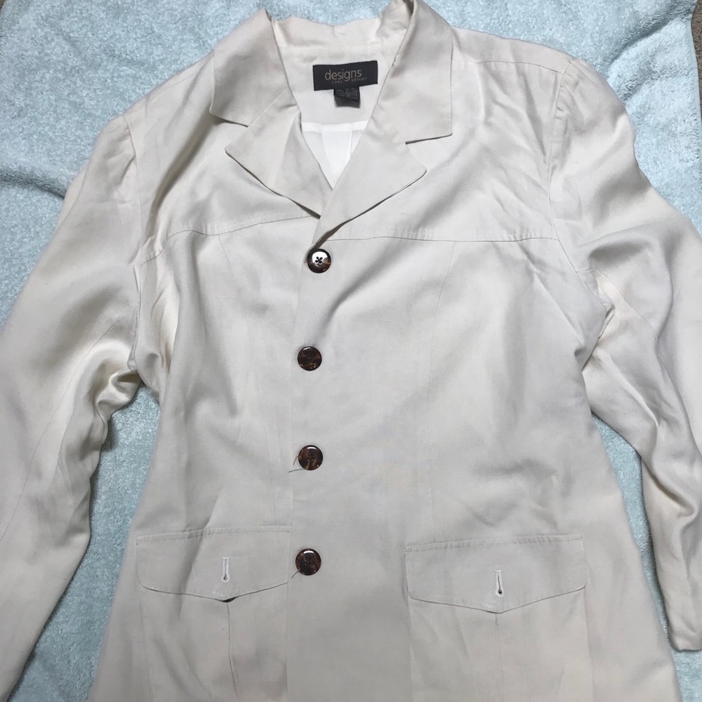 Silk and linen cream suit jacket